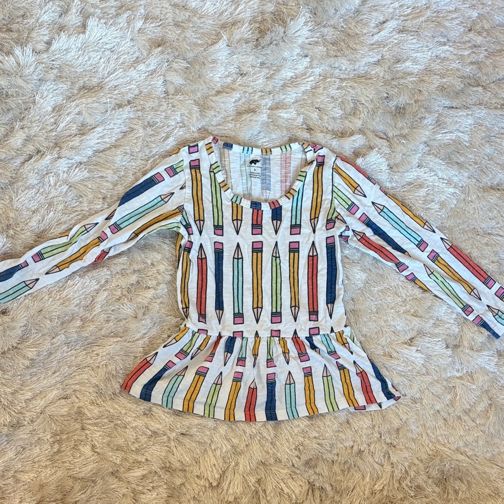 Colorful Pencil Pattern Long Sleeve Kids Tee
